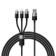 Câble USB 3 En 1 Pour Charge Simultanée 8 Pin Type-C Micro USB 3.5A 1.2M Tressé Nylon