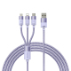 Câble USB 3 En 1 Pour Charge Simultanée 8 Pin Type-C Micro USB 3.5A 1.2M Tressé Nylon