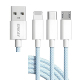 Câble De Charge Et De Données 3 En 1 8 Pin Type C Micro USB 2 m 3A 480 Mbps En Nylon Tressé