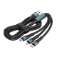 Câble De Charge Rapide 3 En 1 Pour Smartphones Et Tablettes 120W 6A USB 8 Pin Type C Micro USB Nylon Tressé 1.2 M