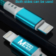 Câble De Charge Et Données 8 Broches 3 En 1 Pour Flashage Avec Interface Réversible Cuivre Étamé 110 Cm