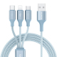 Câble 3 En 1 De Charge Et Données Pour Trois Appareils 3.5 A 8 Pin Micro USB USB C Vers USB A Tressé 1 m