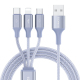 Câble 3 En 1 De Charge Et Données Pour Trois Appareils 3.5 A 8 Pin Micro USB USB C Vers USB A Tressé 1 m