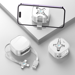 Câble De Charge Rapide 3 En 1 Rétractable 120 cm USB Micro USB Type-C 8 Pin Transmission De Données 5 A Blanc - www.yonis-sho...