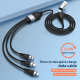Câble De Charge Rapide Double Entrée USB Et USB-C Vers USB-C 8 Pin Et Micro USB 100W PD 1,2 m