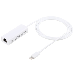 Adaptateur Réseau Ethernet 8 Pin Vers RJ45 Pour iPhone Et iPad 10 100 Mbps Plug And Play 1 m Blanc