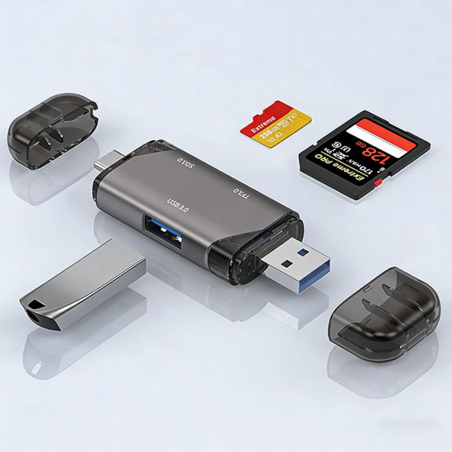 Lecteur De Cartes Mémoire 5 En 1 USB 3.0 Avec USB A Type C SD TF Jusqu’à 5 Gbit S Sans Pilote