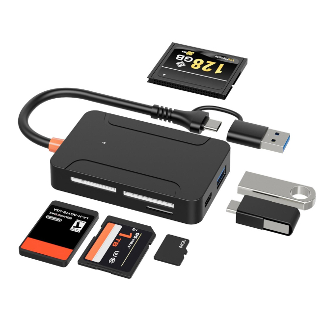 Lecteur De Cartes 8 En 1 USB 3.0 Avec OTG SD TF CF MS USB Et Type-C Jusqu’à 5 Gbit/s