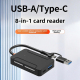 Lecteur De Cartes 8 En 1 USB 3.0 Avec OTG SD TF CF MS USB Et Type-C Jusqu’à 5 Gbit/s
