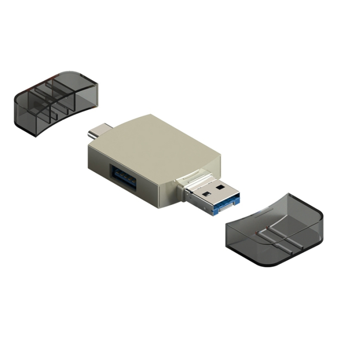Adaptateur OTG USB-C 3 En 1 Avec Lecteur De Cartes SD TF Et Port USB Compatible Type-C 8 Pin