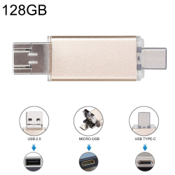 Clé USB 128 Go 3 En 1 OTG Pour Smartphones Type C Et Ordinateurs Double Port USB C USB 2 0 Compacte En Aluminium