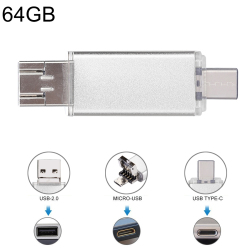 Clé USB 64 Go USB-C OTG Et USB 2.0 Pour Smartphones Tablettes Et Ordinateurs Compacte En Aluminium Résistante Aux Chocs Humidité