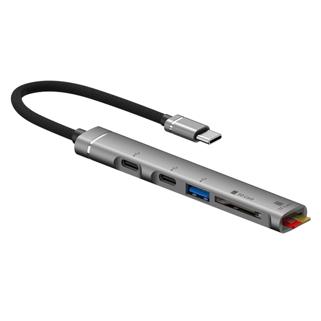 Hub USB C 5 En 1 Pour Lecture Et Transfert De Données Avec Ports USB USB C Et Lecteurs De Cartes SD TF Compact