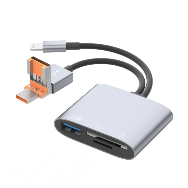 Lecteur De Cartes SD TF 3 En 1 Pour Transfert De Données USB C USB A 8 Pin Jusqu’à 1 To - www.yonis-shop.com