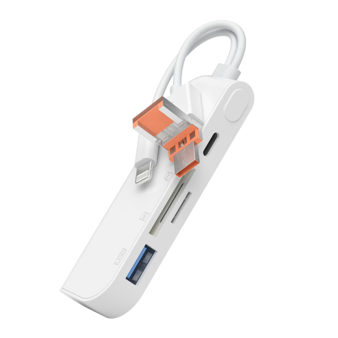 Adaptateur Multifonction USB C 8 Pin Pour Transfert De Photos Avec Lecteur De Cartes CF SD TF Port USB A Et Charge USB C