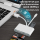 Lecteur De Cartes Multiports USB-C 8 Pin USB-A Pour Transfert De Photos CF TF SD Plug And Play