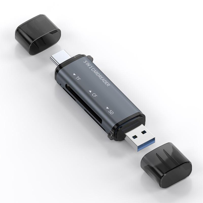 Lecteur De Cartes Mémoire 5 En 1 USB Type C Pour Téléphone Tablette Et Ordinateur Plug And Play Sans Pilote - www.yonis-shop.com