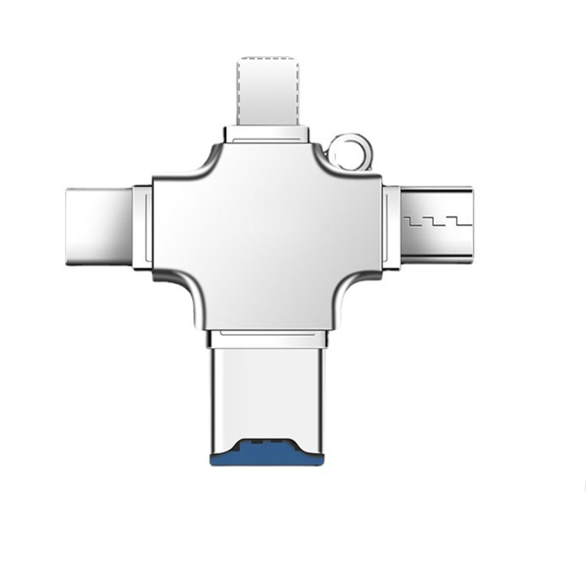 Lecteur De Cartes TF 4 En 1 USB Type C USB 2.0 Micro USB Et 8 Pin Pour Téléphones OTG Et PC