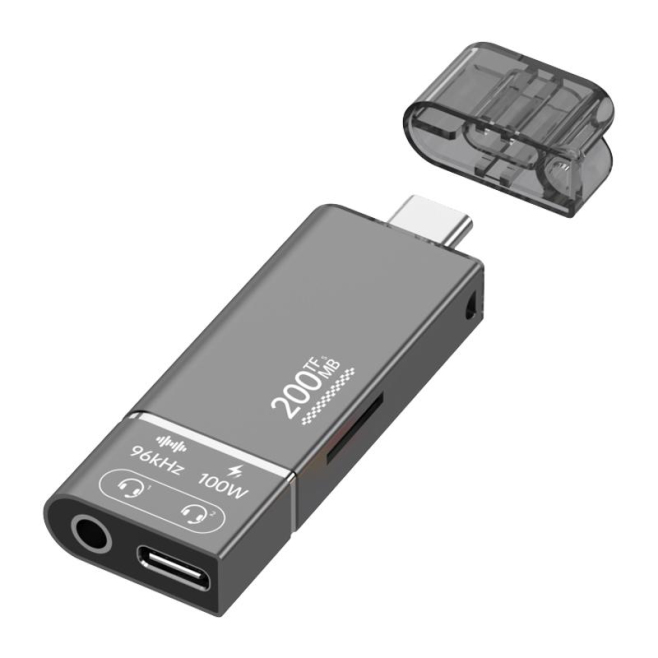 Lecteur De Carte USB-C 4 En 1 Avec Transfert 200 Mo/s Charge PD 100 W Et Audio DAC - www.yonis-shop.com