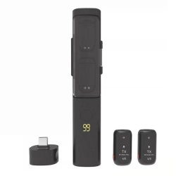 Microphone Cravate Sans Fil 4 En 1 Avec Réduction De Bruit IA Récepteur USB-C Et Boîtier De Charge