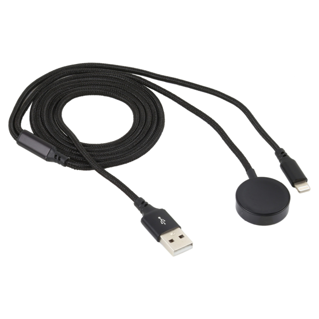 Câble De Charge 2 En 1 Pour Téléphone 8 Broches Et Montre Connectée Avec Base Magnétique Transfert De Données Nylon Tressé - ...
