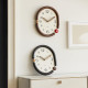 Horloge Murale Ovale Silencieuse En Bois De Noyer Avec Mouvement Quartz Et Cadre 3D 31 X 37 Cm