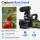Caméscope Vidéo 6K Pour Filmer 64 MP Avec Écran Tactile 4 Pouces Zoom 18x Microphone Et Éclairage LE