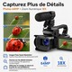 Caméscope Vidéo 6K Pour Filmer 64 MP Avec Écran Tactile 4 Pouces Zoom 18x Microphone Et Éclairage LED - www.yonis-shop.com