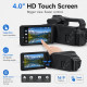 Caméscope Vidéo 6K Pour Filmer 64 MP Avec Écran Tactile 4 Pouces Zoom 18x Microphone Et Éclairage LE