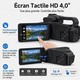 Caméscope Vidéo 6K Pour Filmer 64 MP Avec Écran Tactile 4 Pouces Zoom 18x Microphone Et Éclairage LED - www.yonis-shop.com