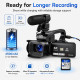 Caméscope Vidéo 6K Pour Filmer 64 MP Avec Écran Tactile 4 Pouces Zoom 18x Microphone Et Éclairage LE