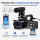 Caméscope Vidéo 6K Pour Filmer 64 MP Avec Écran Tactile 4 Pouces Zoom 18x Microphone Et Éclairage LED - www.yonis-shop.com