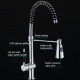 Robinet De Cuisine Cascade À Douchette Extractible Chaud Froid En Cuivre Rotation À 360° Revêtement 