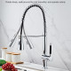 Robinet De Cuisine Cascade À Douchette Extractible Chaud Froid En Cuivre Rotation À 360° Revêtement 