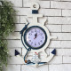 Horloge Murale Style Méditerranéen Bleu Et Blanc Décoration Salon Chambre Artisanat En Bois Unique Et Pratique - www.yonis-sh...
