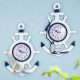 Horloge Murale Style Méditerranéen Bleu Et Blanc Décoration Salon Chambre Artisanat En Bois Unique Et Pratique - www.yonis-sh...