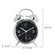 Horloge Réveil Métal Noir 4.5 Pouces Sans Tic-Tac Avec Lumière Nocturne et Sonnerie Extra Forte