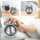 Horloge Réveil Métal Noir 4.5 Pouces Sans Tic-Tac Avec Lumière Nocturne et Sonnerie Extra Forte