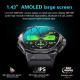 Montre Connectée Sport Étanche IP68 Bluetooth avec Appels et Musique Écran AMOLED 1.43 Pouces Compat