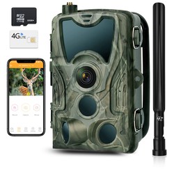 Caméra de Chasse 4G 4K 30MP Streaming Vidéo Direct Application Mobile Vision Nocturne Infrarouge Invisible IP65