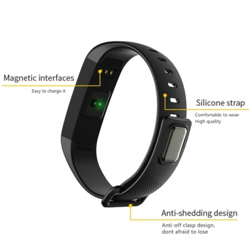 FOREVER Bracelet Connecté Fitband SB-50 – Podomètre Cardio – Tracker Fitness Écran Couleur – Compatible IOS Android – Noir