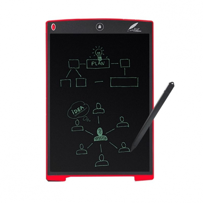 Tablette Graphique Enfant Dessin Bloc Note Numérique LCD 12 pouces 4.5 mm Épaisseur Pile Rouge - www.yonis-shop.com