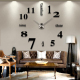 Horloge Miroir DIY Créative 3D A Monter Soi-Même Autocollants Mur 120 x 120 cm Noir