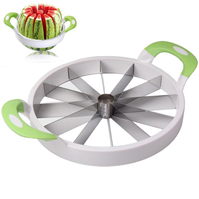 Découpeur Pastèque Lames Acier Inoxydable Plastique Poignées Antidérapantes 12 Parts Vert - www.yonis-shop.com