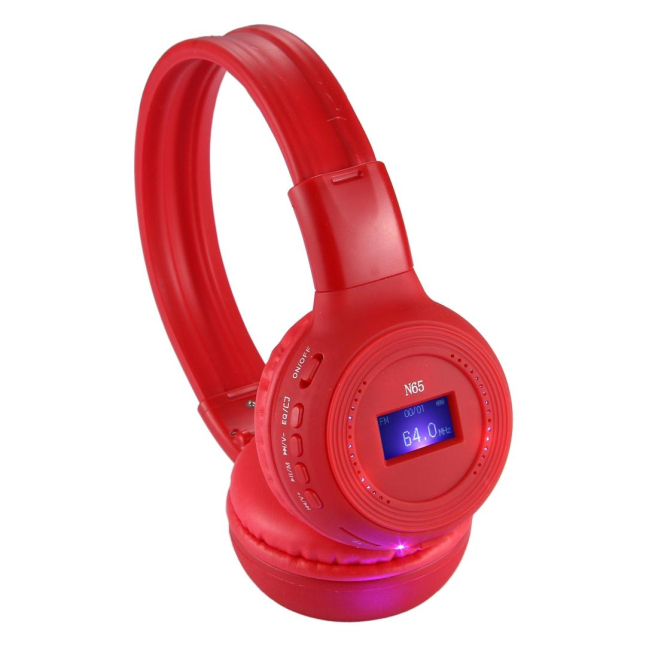 Casque Sans Fil MP3 Audio Stéréo Écran LCD Lecteur Carte Micro SD Fonction Radio FM rouge - www.yonis-shop.com
