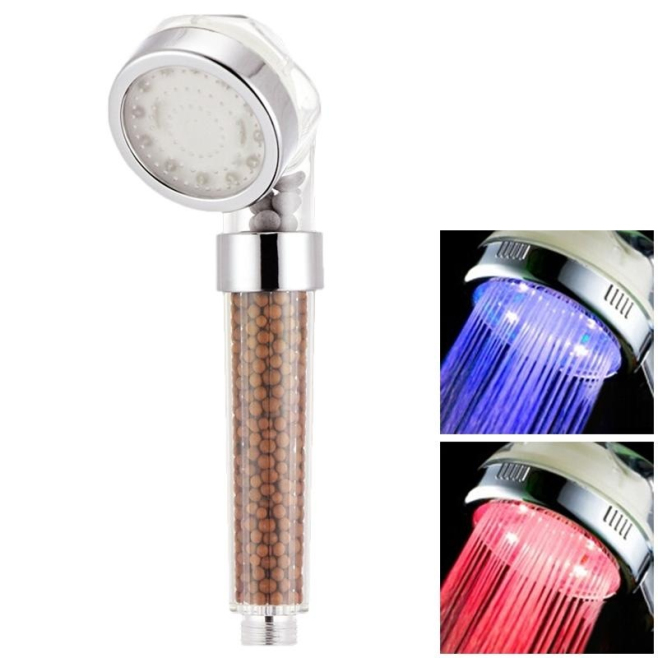 Pommeau Douche Lumineux LED RGB Automatique Capteur Température Filtre Ions Négatifs Rond - www.yonis-shop.com