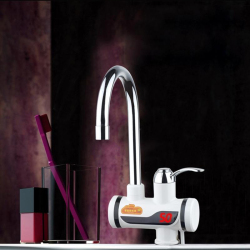 Robinet Chauffe-Eau 3 Secondes Rotation 360 Degrés Affichage Digital Acier + ABS Blanc - www.yonis-shop.com