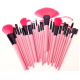 Kit Pinceaux de Maquillage Set 24 Brosses Manches Bois Poils de Chèvre Sacoche Cuir Rose - www.yonis-shop.com