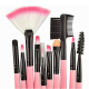 Kit Pinceaux de Maquillage Set 24 Brosses Manches Bois Poils de Chèvre Sacoche Cuir Rose - www.yonis-shop.com