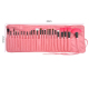 Kit Pinceaux de Maquillage Set 24 Brosses Manches Bois Poils de Chèvre Sacoche Cuir Rose - www.yonis-shop.com